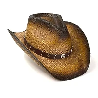 Western Express Dark Brown Straw Pinch Front Mens Cowboy Hat