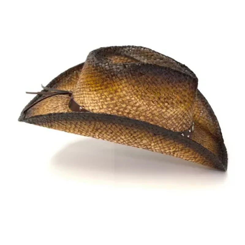 Western Express Dark Brown Straw Pinch Front Mens Cowboy Hat