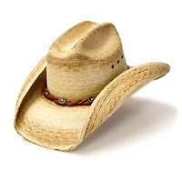 Western Express Palm Straw Cattleman Curled Brim Mens Cowboy Hat