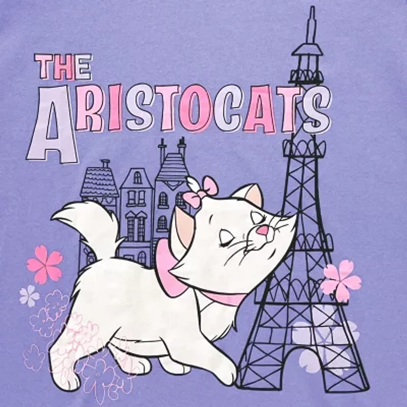 Disney Collection Little & Big Kid Girls Crew Neck Short Sleeve Regular Fit Marie The Aristocats Graphic T-Shirt