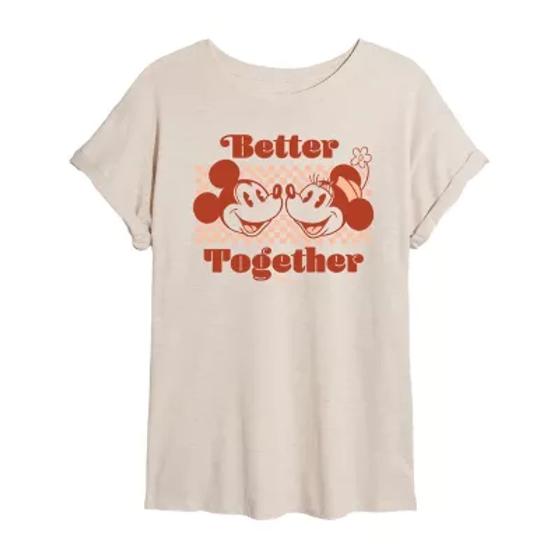 Womens Crew Neck Short Sleeve Mickey and Friends Graphic T-Shirt