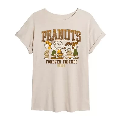 Womens Crew Neck Short Sleeve Regular Fit Peanuts Graphic T-Shirt