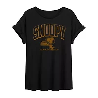 Womens Crew Neck Short Sleeve Snoopy Graphic T-Shirt