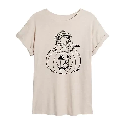 Womens Crew Neck Short Sleeve Garfield Graphic T-Shirt