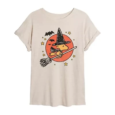 Womens Crew Neck Short Sleeve Peanuts Graphic T-Shirt