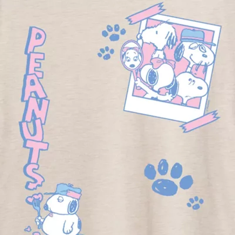 Womens Crew Neck Short Sleeve Snoopy Graphic T-Shirt