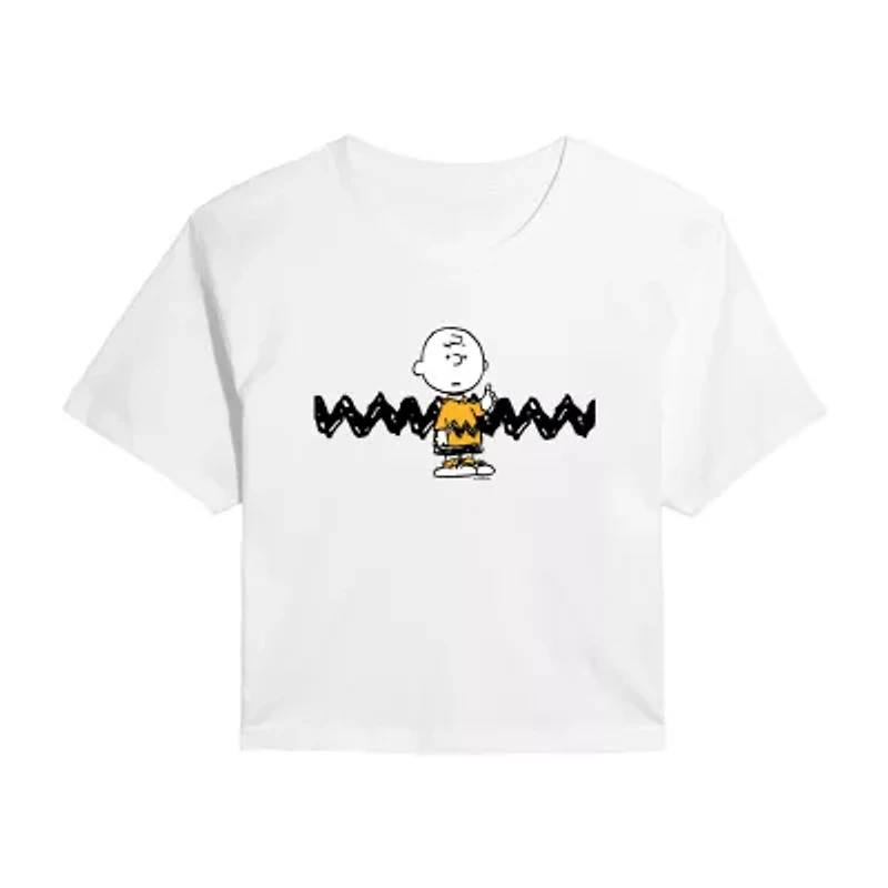 Womens Crew Neck Short Sleeve Peanuts Graphic T-Shirt
