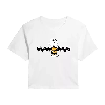 Womens Crew Neck Short Sleeve Peanuts Graphic T-Shirt