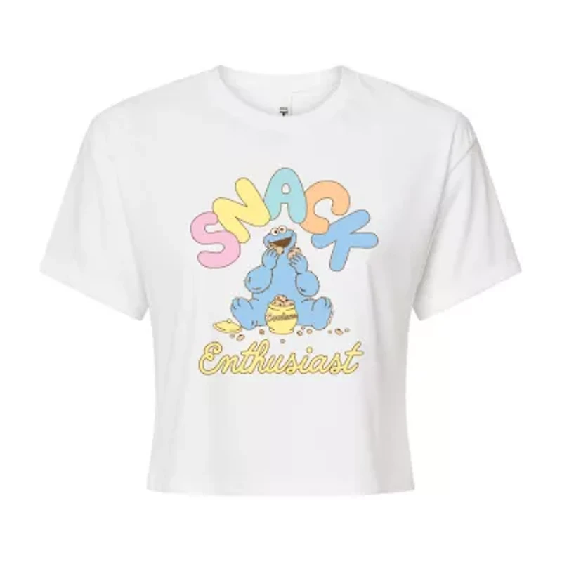 Womens Crew Neck Short Sleeve Sesame Street Graphic T-Shirt