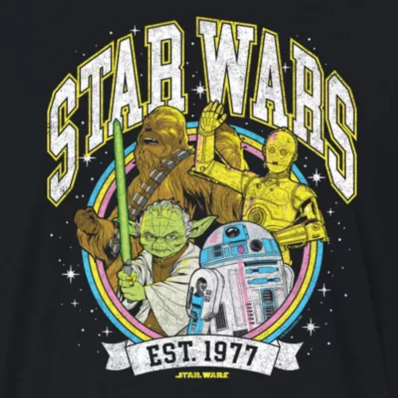 Womens Crew Neck Short Sleeve Star Wars Graphic T-Shirt