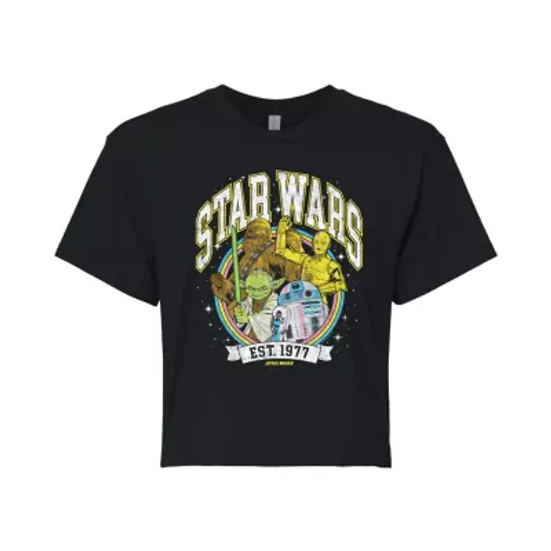 Womens Crew Neck Short Sleeve Star Wars Graphic T-Shirt