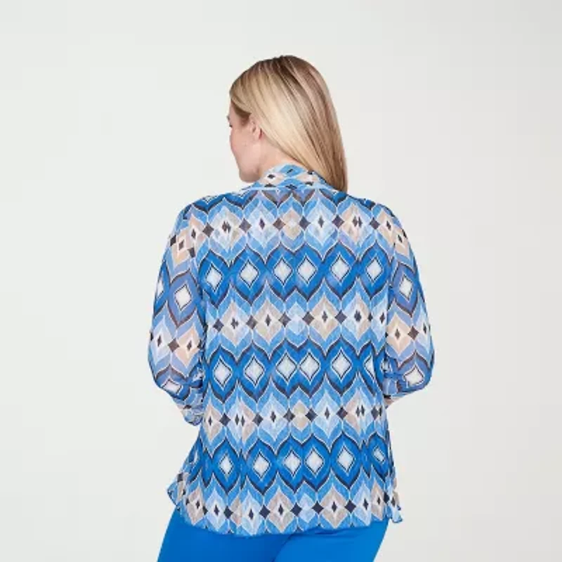 Alfred Dunner Barcelona Womens Round Neck 3/4 Sleeve Layered Top