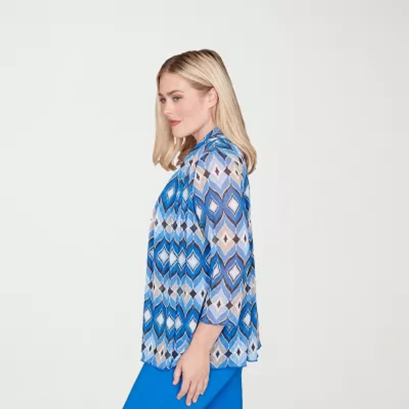 Alfred Dunner Barcelona Womens Round Neck 3/4 Sleeve T-Shirt