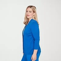 Alfred Dunner Barcelona Womens Round Neck 3/4 Sleeve Layered Sweater