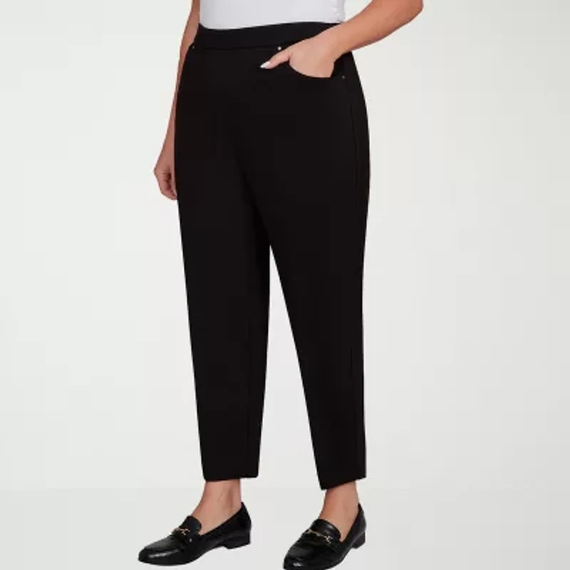 Alfred Dunner Barcelona Womens Plus Short Straight Mid Rise Pull-On Pant