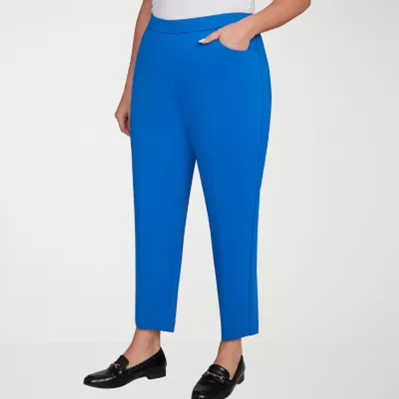 Alfred Dunner Barcelona Womens Plus Short Straight Mid Rise Pull-On Pant