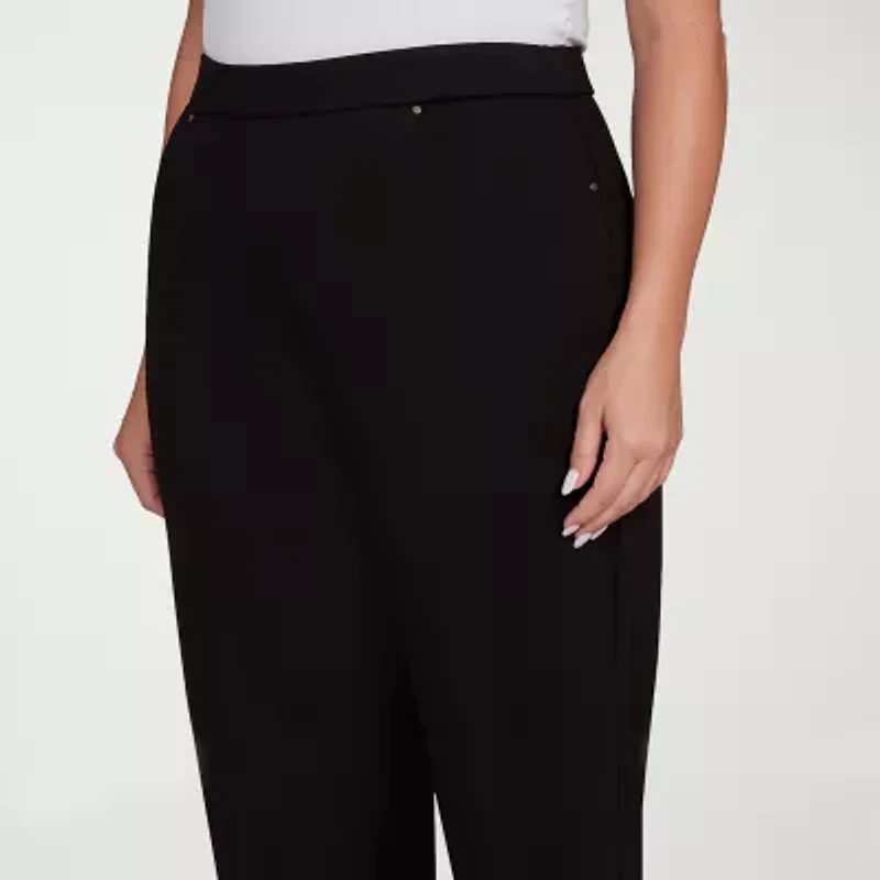 Alfred Dunner Barcelona Womens Plus Short Straight Mid Rise Pull-On Pant