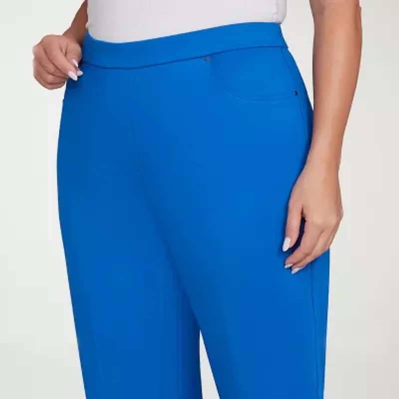 Alfred Dunner Barcelona Womens Plus Short Straight Mid Rise Pull-On Pant