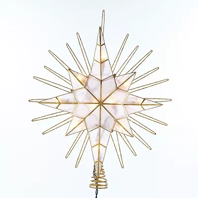 Kurt Adler 10-Light 14" Gold Glitter Capiz Bethlehem Star Treetop