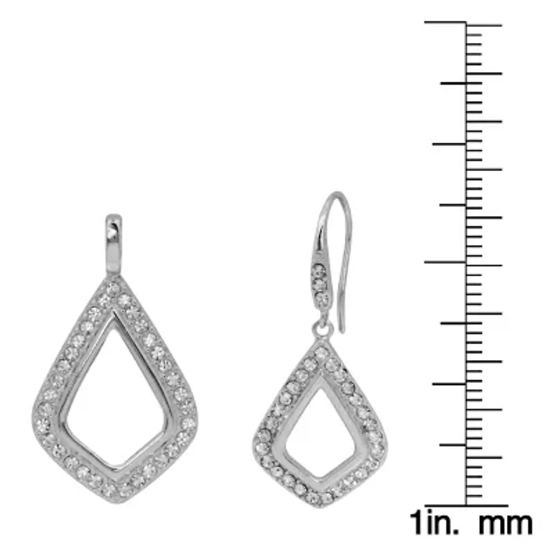 Womens White Crystal Sterling Silver 2-pc. Jewelry Set