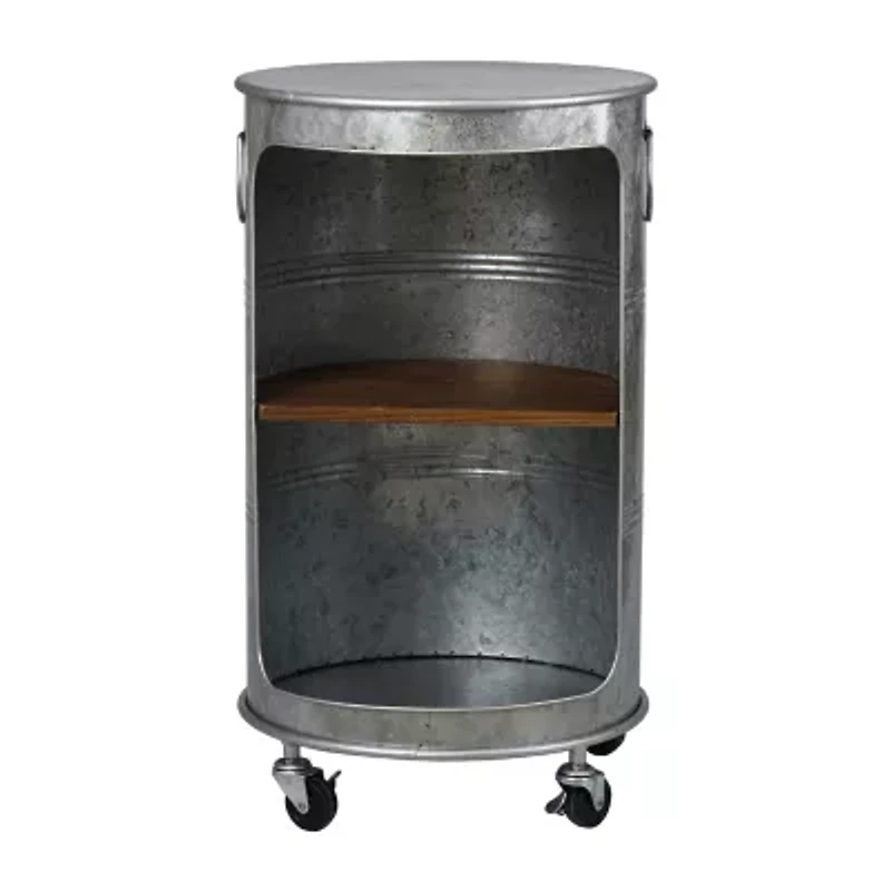 Church St. Round Metal End Table w/Wheels