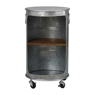 Church St. Round Metal End Table w/Wheels