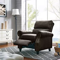 ProLounger Anna Traditional Roll-Arm Push Back Recliner Distressed Faux Leather with Nailheads