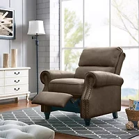 ProLounger Anna Traditional Roll-Arm Push Back Recliner Distressed Faux Leather with Nailheads