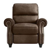 ProLounger Anna Traditional Roll-Arm Push Back Recliner Distressed Faux Leather with Nailheads
