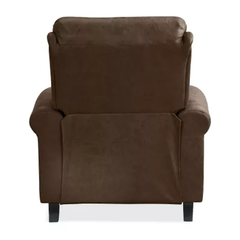 ProLounger Anna Traditional Roll-Arm Push Back Recliner Distressed Faux Leather with Nailheads
