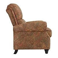 ProLounger Anna Traditional Roll-Arm Push Back Recliner in Multi-Burgundy Paisley with Nailheads
