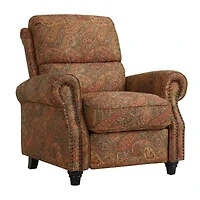 ProLounger Anna Traditional Roll-Arm Push Back Recliner in Multi-Burgundy Paisley with Nailheads