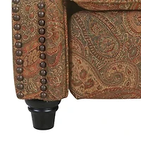 ProLounger Anna Traditional Roll-Arm Push Back Recliner in Multi-Burgundy Paisley with Nailheads