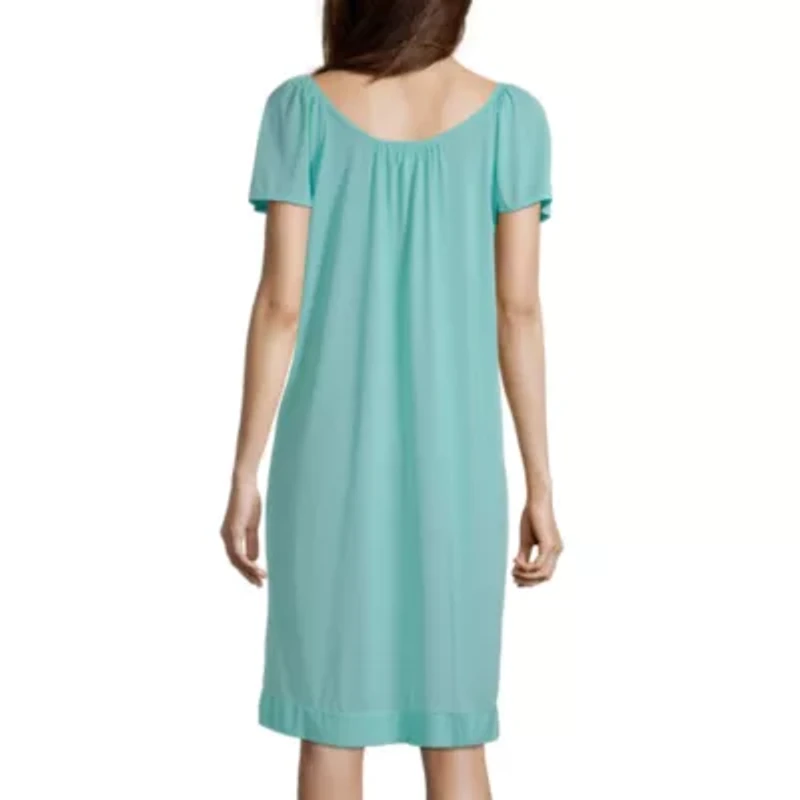 Lissome Tricot Womens Sweetheart Neck Short Sleeve Nightgown
