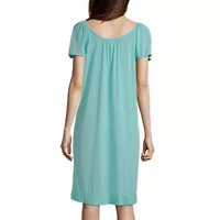 Lissome Tricot Womens Sweetheart Neck Short Sleeve Nightgown