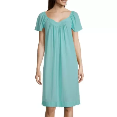 Lissome Tricot Womens Sweetheart Neck Short Sleeve Nightgown