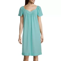 Lissome Tricot Womens Sweetheart Neck Short Sleeve Nightgown