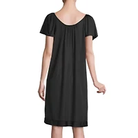 Lissome Tricot Womens Short Sleeve Sweetheart Neck Nightgown