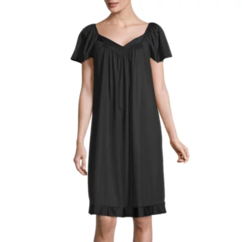 Lissome Tricot Womens Short Sleeve Sweetheart Neck Nightgown