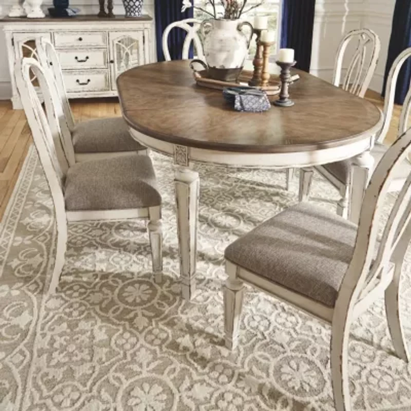 Signature Design by Ashley Realyn -Piece Oval Extension Ribbon Back Dining Set
