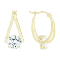 Silver Reflections Cubic Zirconia 24K Gold Over Brass Hoop Earrings