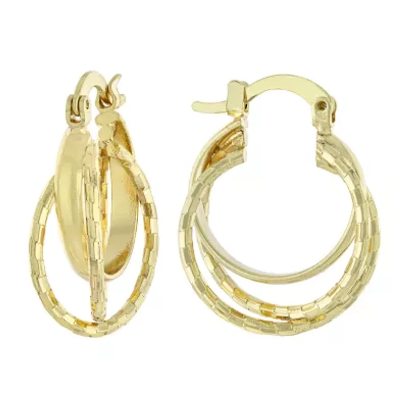 Silver Reflections 24K Gold Over Brass Hoop Earrings