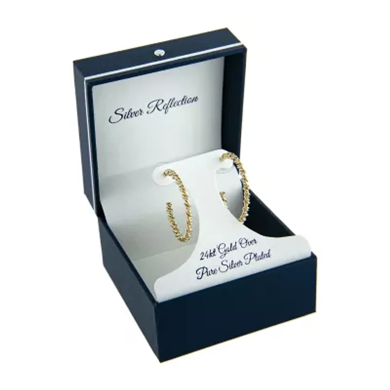 Silver Reflections 24K Gold Over Brass Hoop Earrings