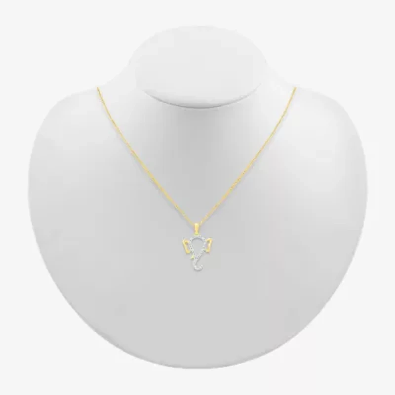 Lord Ganesha Womens Diamond Accent Natural White Diamond 14K Gold 18 Inch Pendant Necklace
