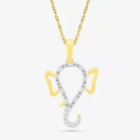 Lord Ganesha Womens Diamond Accent Natural White Diamond 14K Gold 18 Inch Pendant Necklace