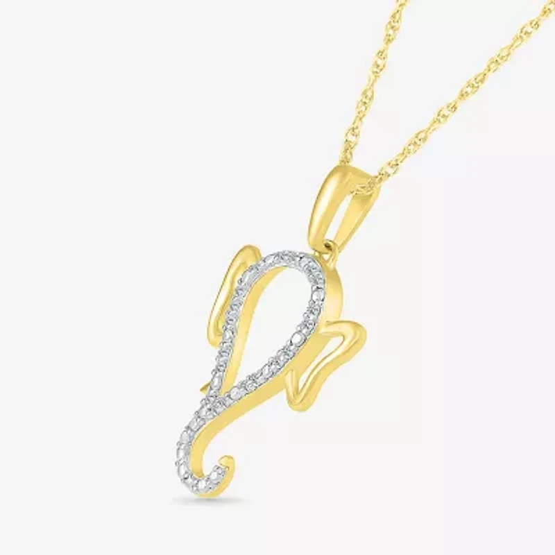 Lord Ganesha Womens Diamond Accent Natural White Diamond 14K Gold 18 Inch Pendant Necklace