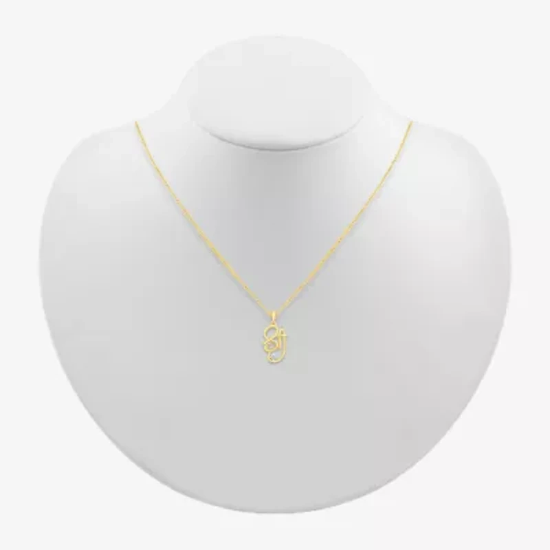 Shree Symbol Womens Diamond Accent Natural White Diamond 14K Gold 18 Inch Pendant Necklace