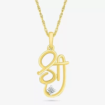 Shree Symbol Womens Diamond Accent Natural White Diamond 14K Gold 18 Inch Pendant Necklace