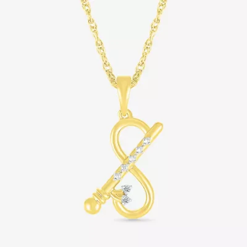 Krishna Flute Womens Diamond Accent Natural White Diamond 14K Gold 18 Inch Pendant Necklace