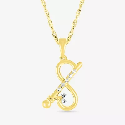 Krishna Flute Womens Diamond Accent Natural White Diamond 14K Gold 18 Inch Pendant Necklace